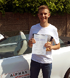 A great first time test pass with only 3 minor faults after driving lessons with a
Alpha1 driving school
 
driving instructor - well done Sam